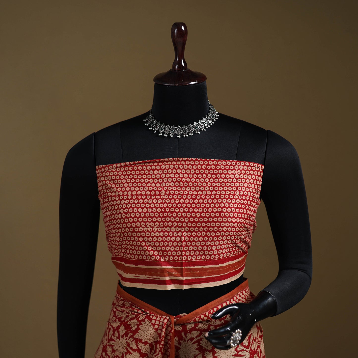 Red - Gamthi Hand Block Print Pure Mul Cotton Saree with Blouse Piece 03