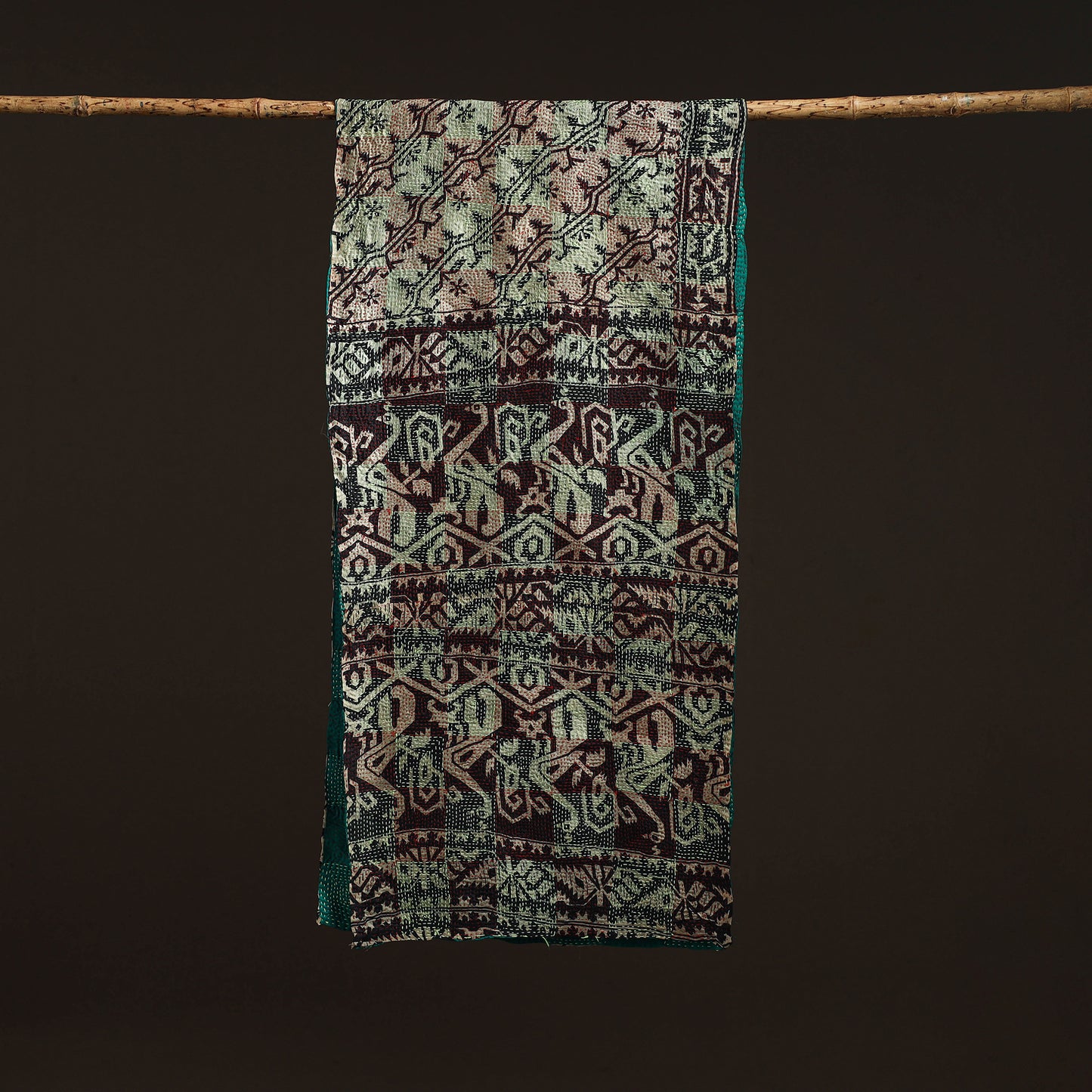 Reversible Silk Bengal Hand Kantha Stitch Stole 166