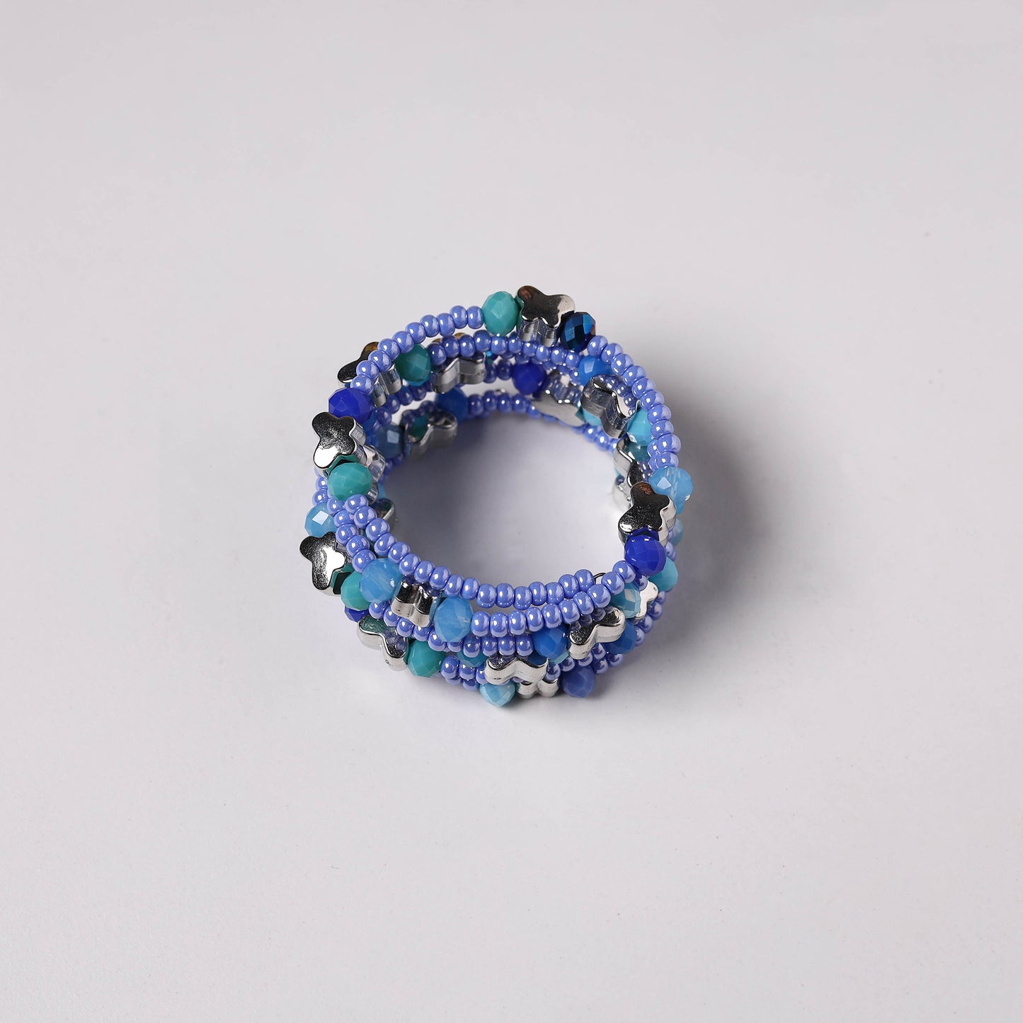 Blue - spiral handmade beaded bracelet 206 - handcrafted