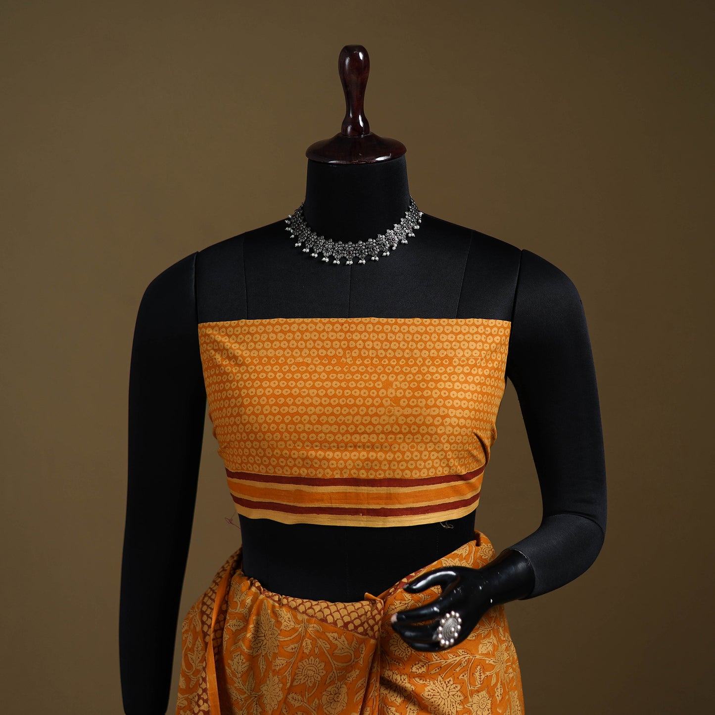 Yellow - Gamthi Hand Block Print Pure Mul Cotton Saree with Blouse Piece 05