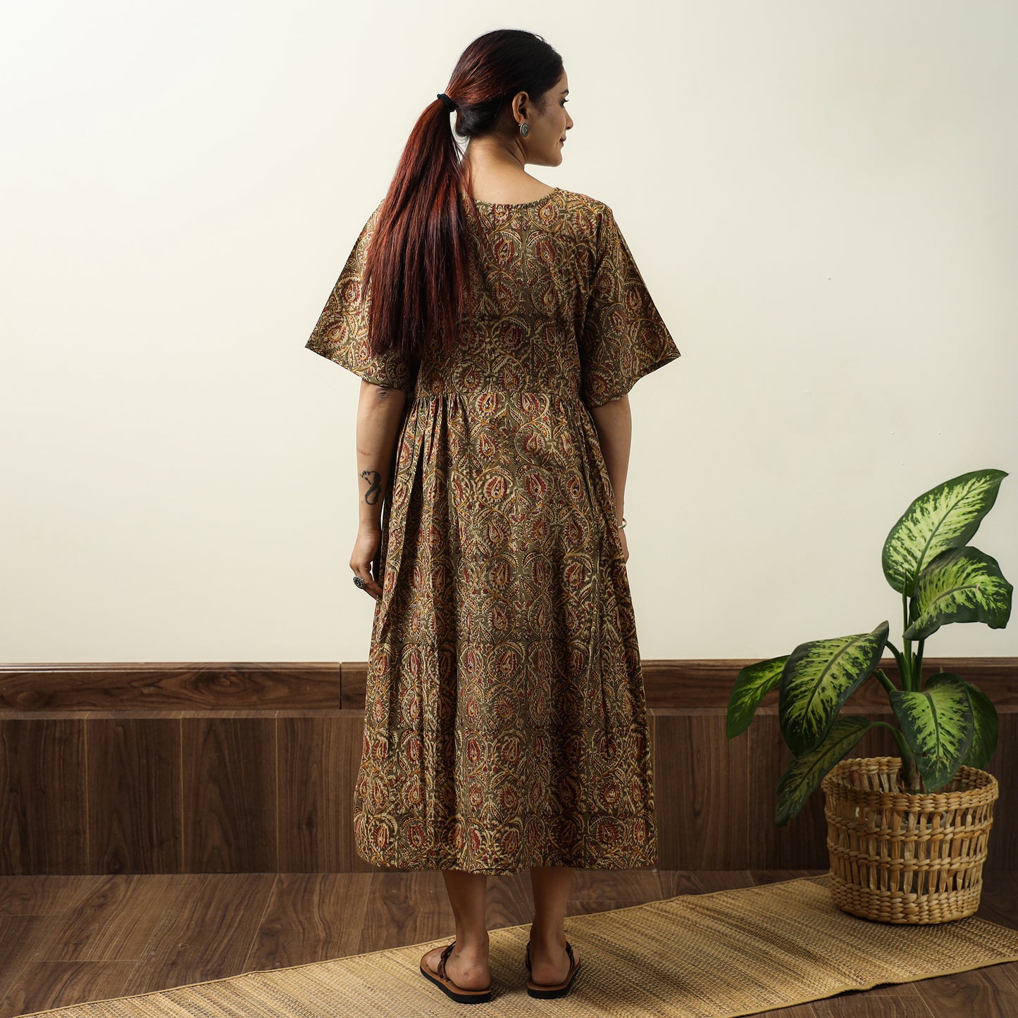 Buy Kalamkari Block Printed Cotton Flared Gher Dress 01 Online at iTokri.com