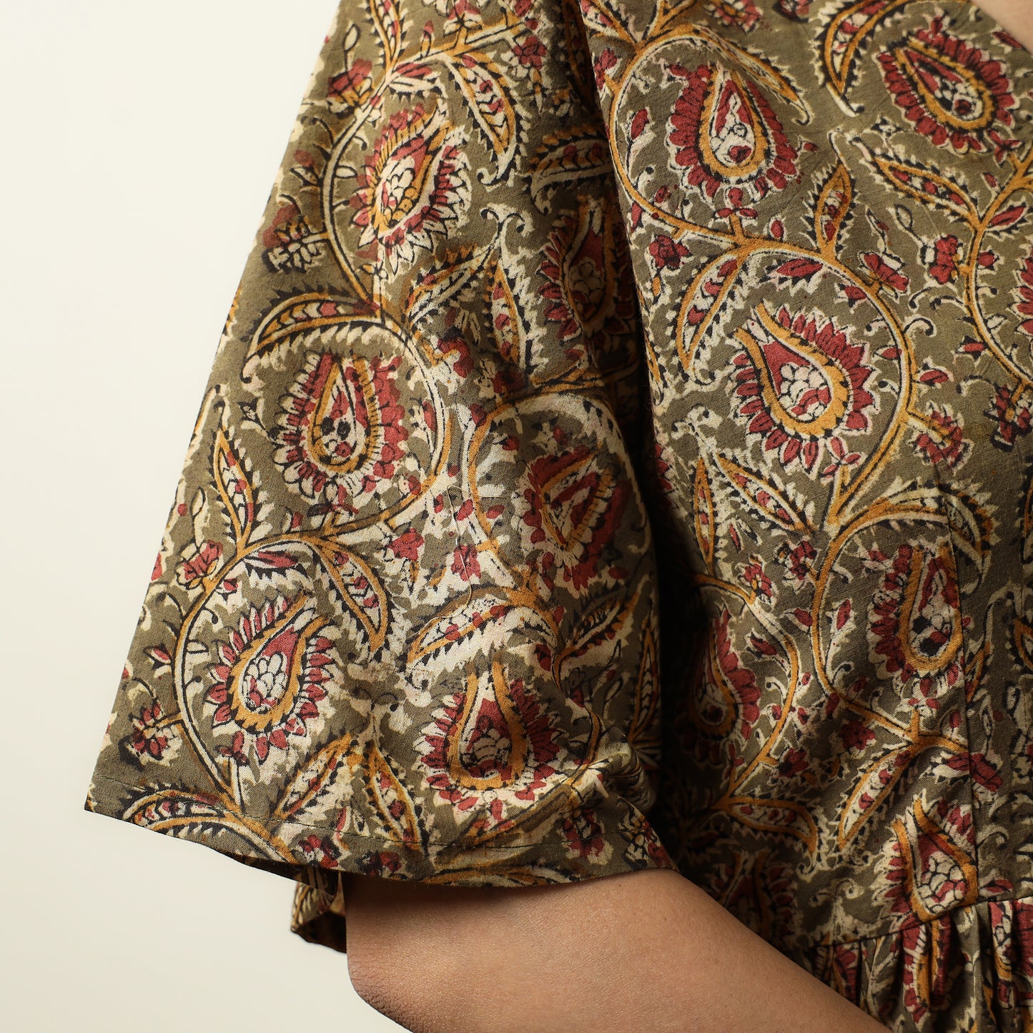 Buy Kalamkari Block Printed Cotton Flared Gher Dress 01 Online at iTokri.com
