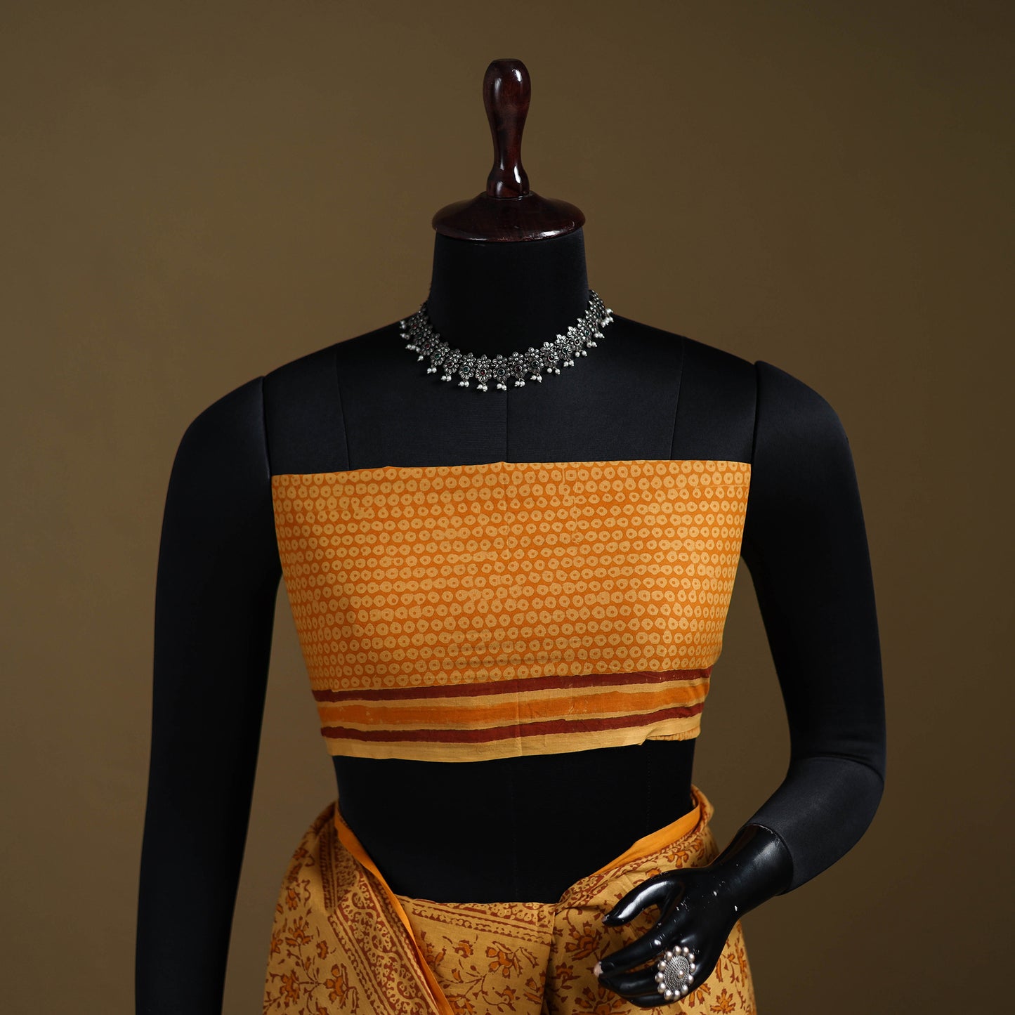 Yellow - Gamthi Hand Block Print Pure Mul Cotton Saree with Blouse Piece 12