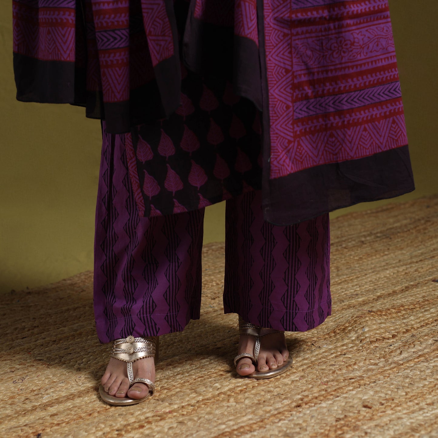 Natural Dyed Hand Block Bagh Print Cotton Suit Set with Dupatta for Women 11