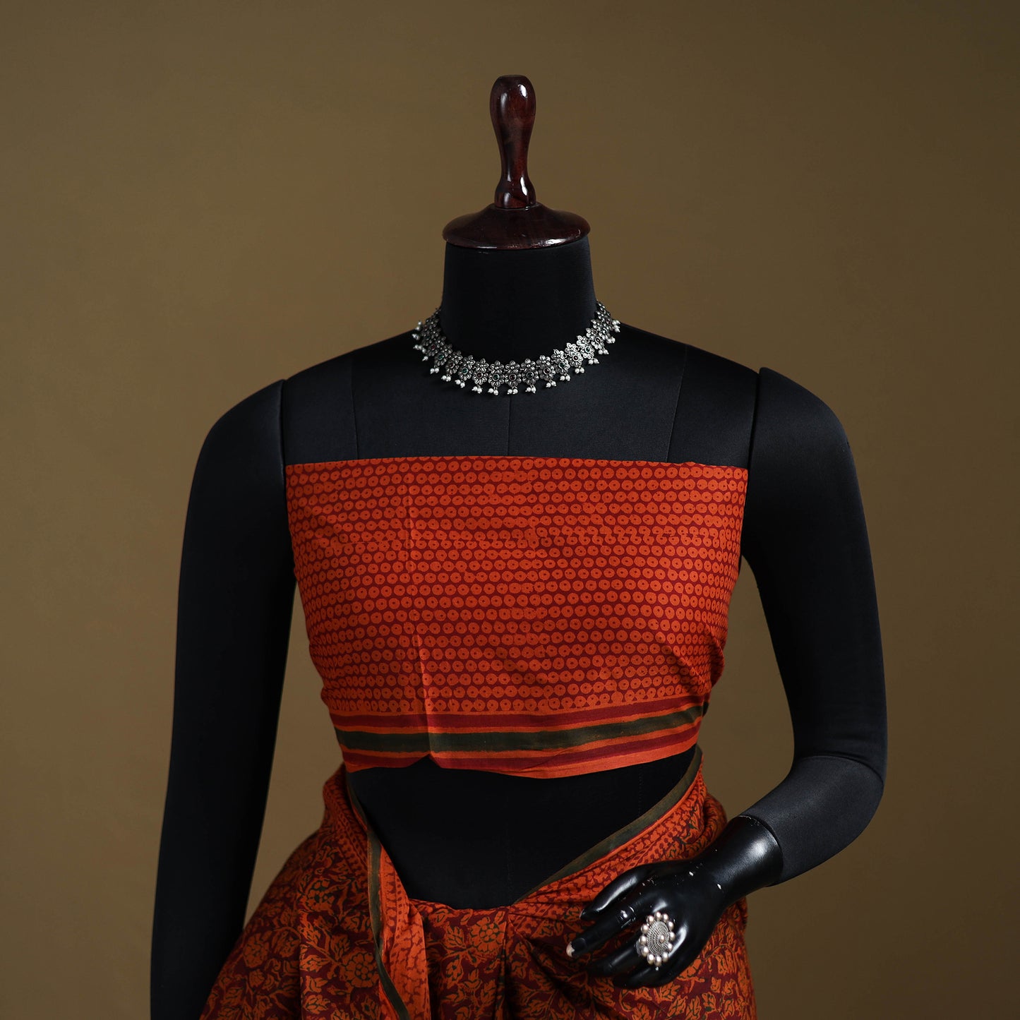 Red - Gamthi Hand Block Print Pure Mul Cotton Saree with Blouse Piece 15