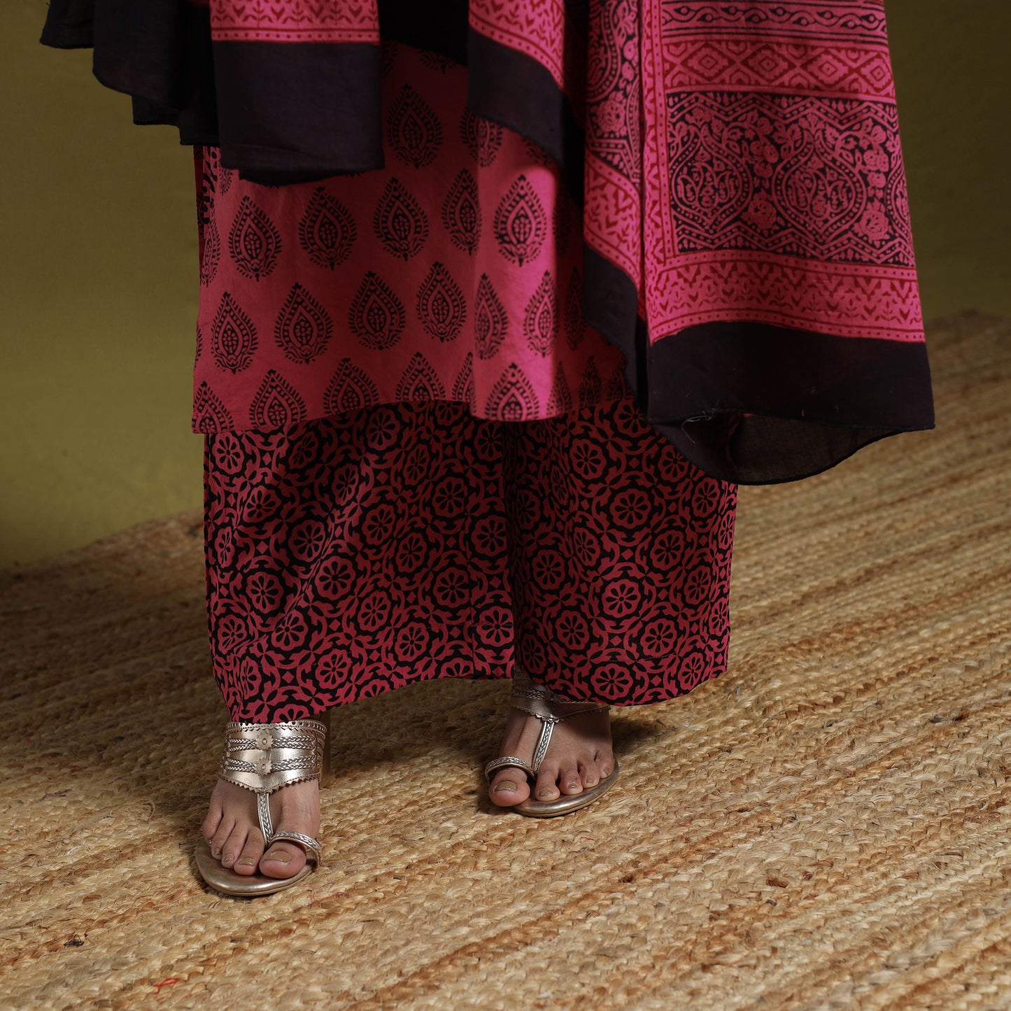 Natural Dyed Hand Block Bagh Print Cotton Suit Set with Dupatta for Women 10