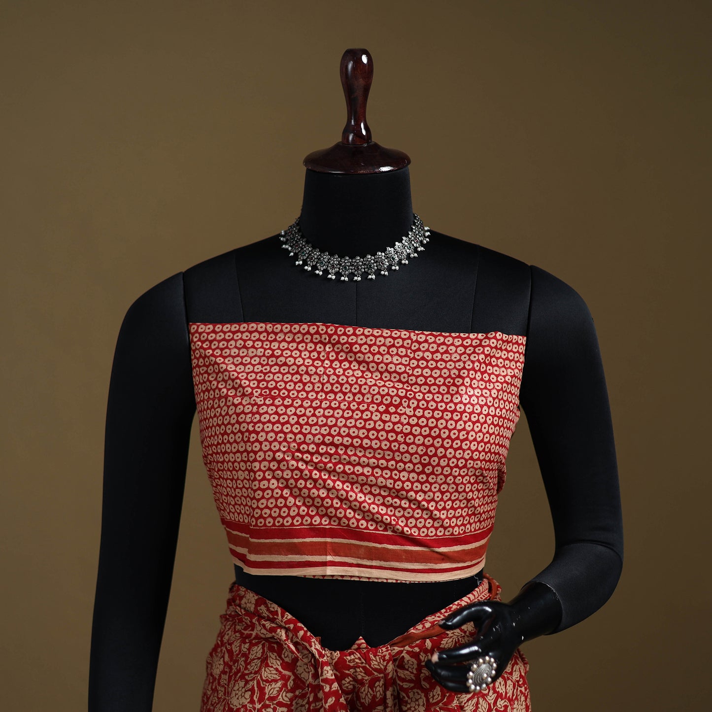 Red - Gamthi Hand Block Print Pure Mul Cotton Saree with Blouse Piece 17