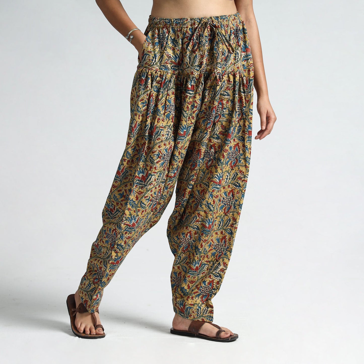 Buy Kalamkari Block Printed Cotton Elasticated Salwar 14 Online at iTokri.com