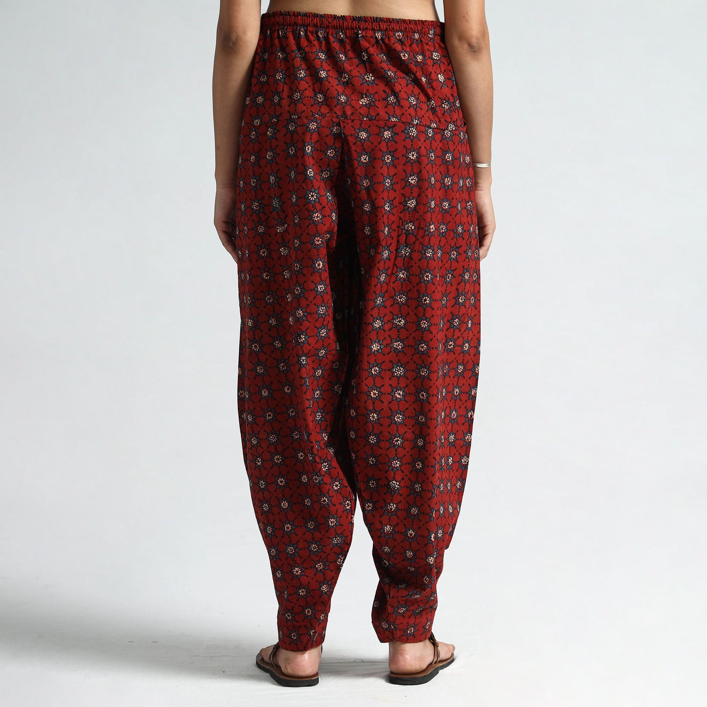 Red - Ajrakh Block Printed Cotton Elasticated Salwar 11