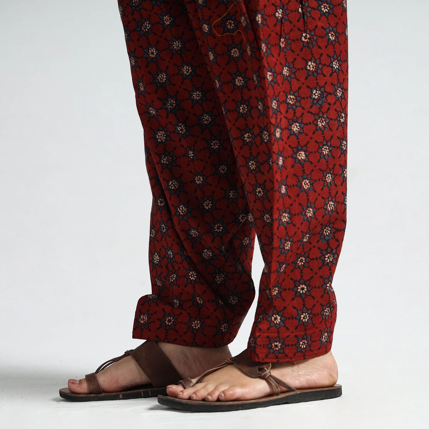 Red - Ajrakh Block Printed Cotton Elasticated Salwar 11