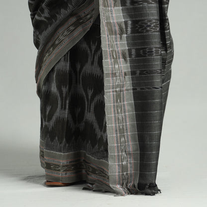 Grey - Sambalpuri Ikat Weave Handloom Cotton Saree 07