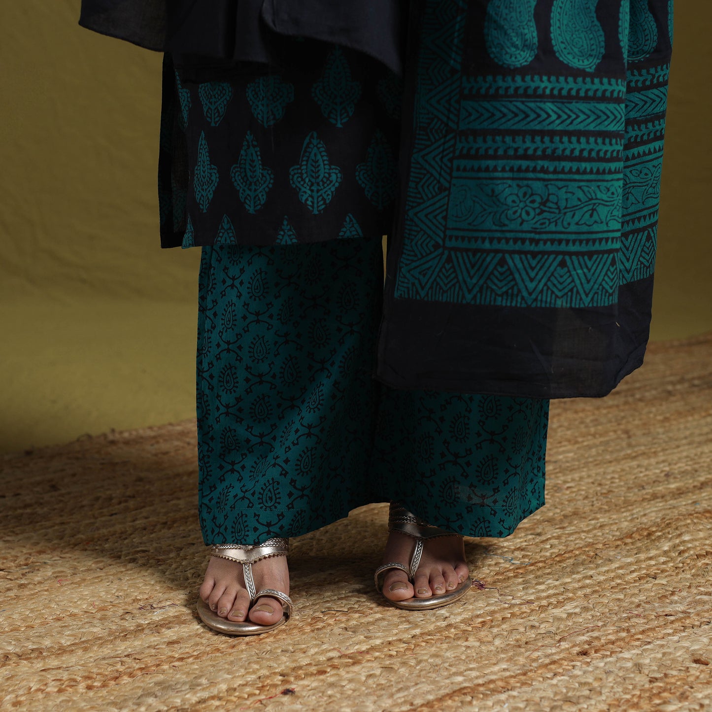 Natural Dyed Hand Block Bagh Print Cotton Suit Set with Dupatta for Women 06
