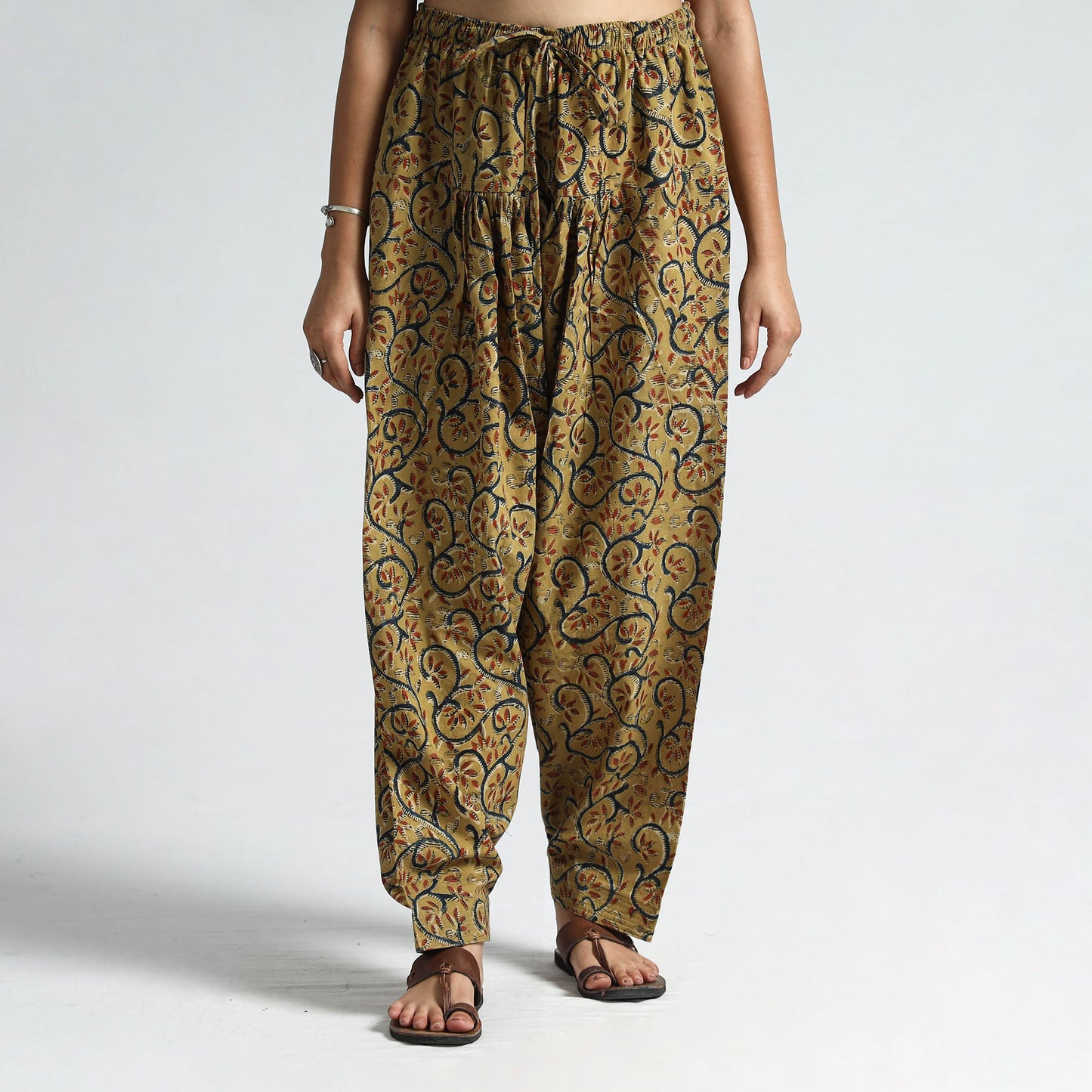 Buy Kalamkari Block Printed Cotton Elasticated Salwar 14 Online at iTokri.com