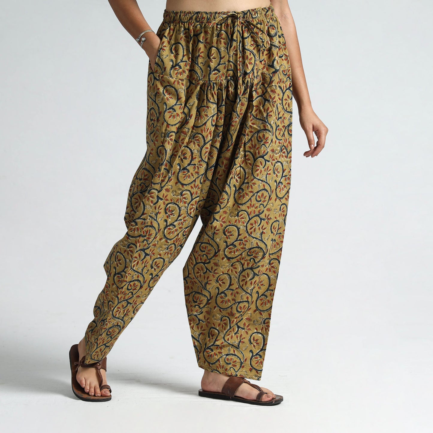Buy Kalamkari Block Printed Cotton Elasticated Salwar 14 Online at iTokri.com