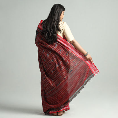 Black - Sambalpuri Ikat Weave Handloom Cotton Saree 11