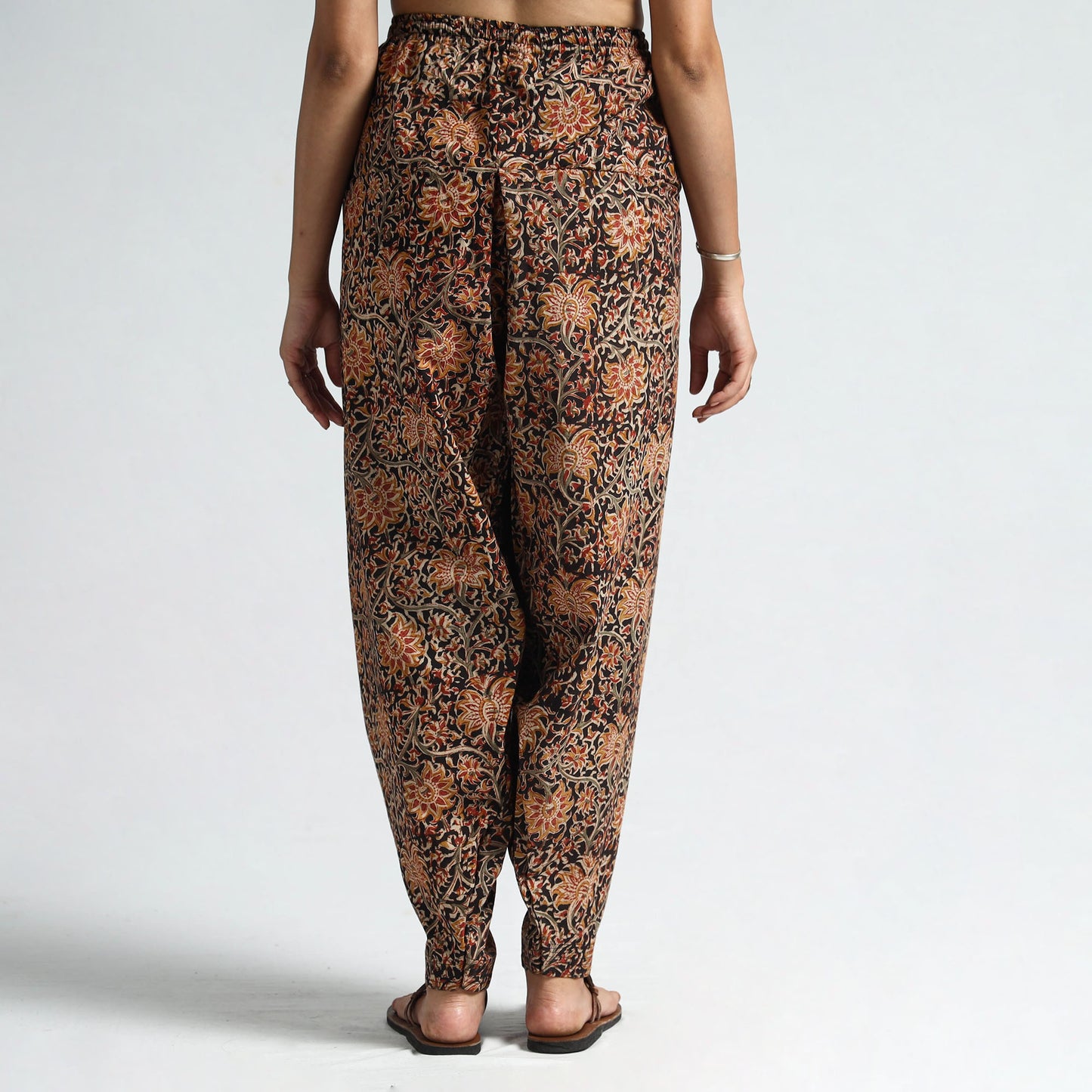 Black - Kalamkari Block Printed Cotton Elasticated Salwar 23