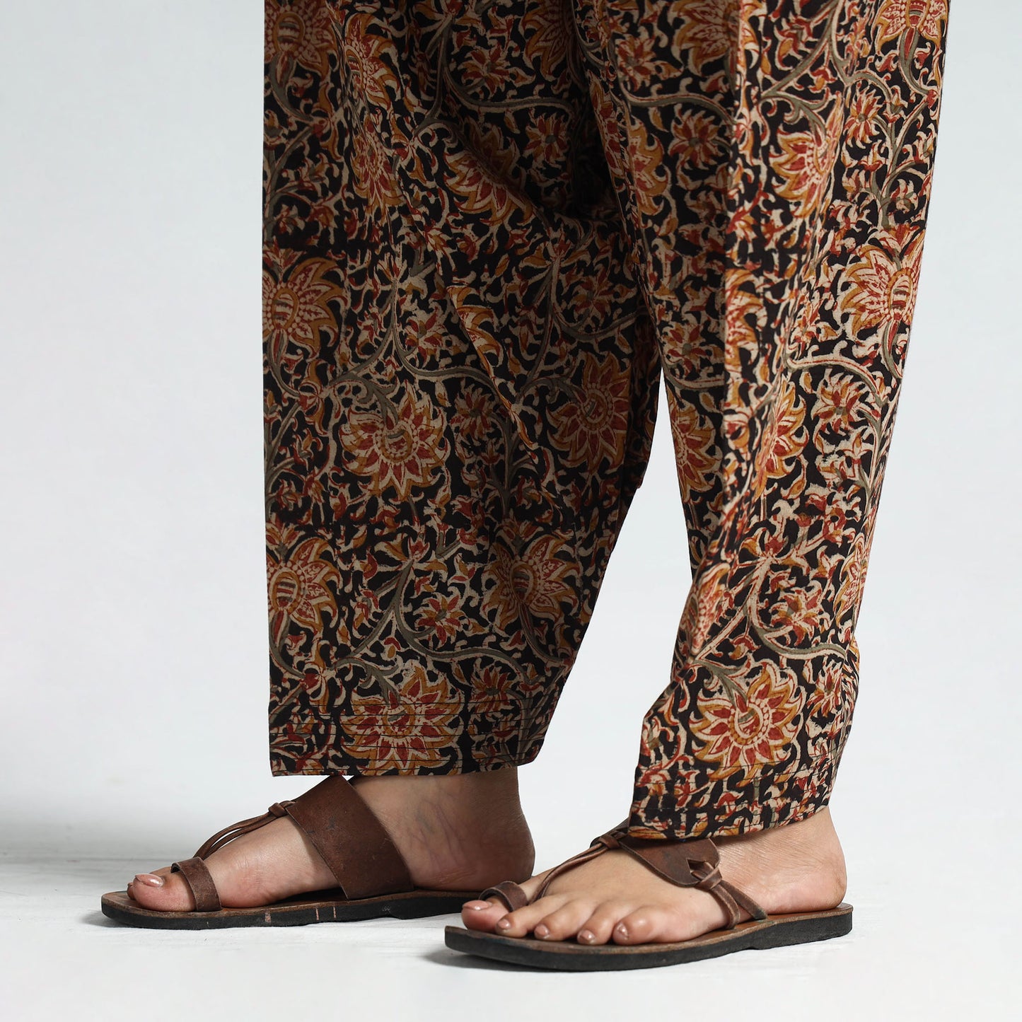 Black - Kalamkari Block Printed Cotton Elasticated Salwar 23