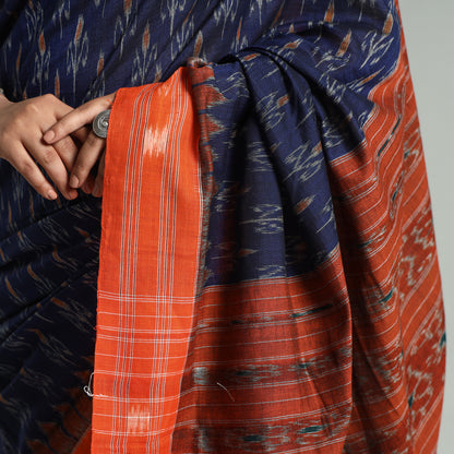 Blue - Sambalpuri Ikat Weave Handloom Cotton Saree 12
