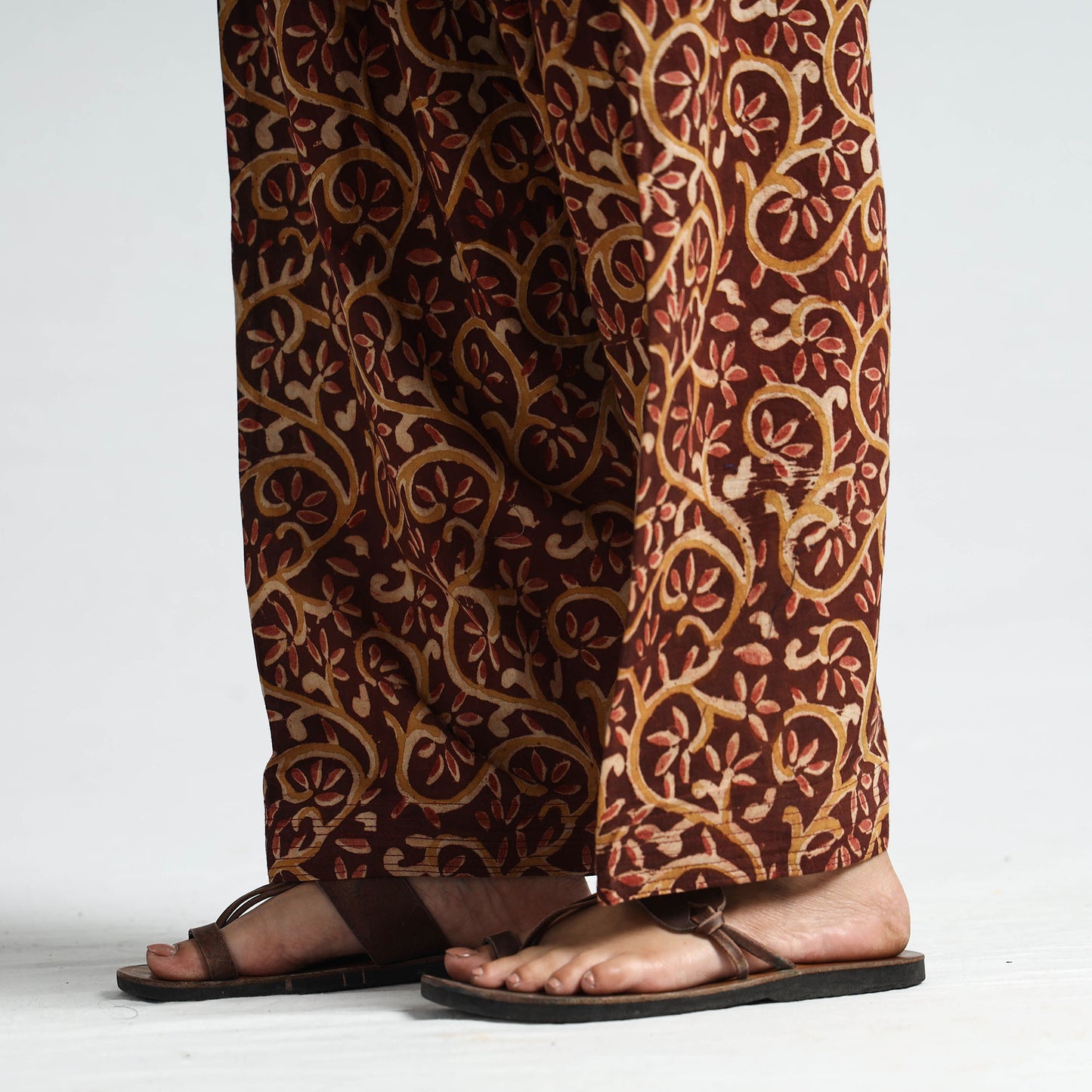Brown - Kalamkari Block Printed Cotton Elasticated Salwar 22