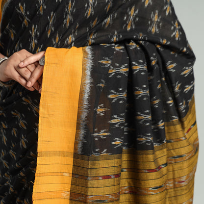 Black - Sambalpuri Ikat Weave Handloom Cotton Saree 13