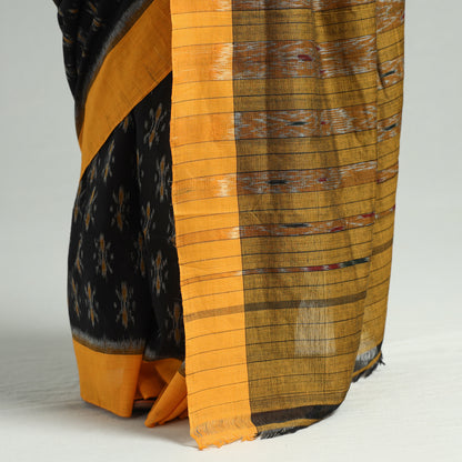 Black - Sambalpuri Ikat Weave Handloom Cotton Saree 13