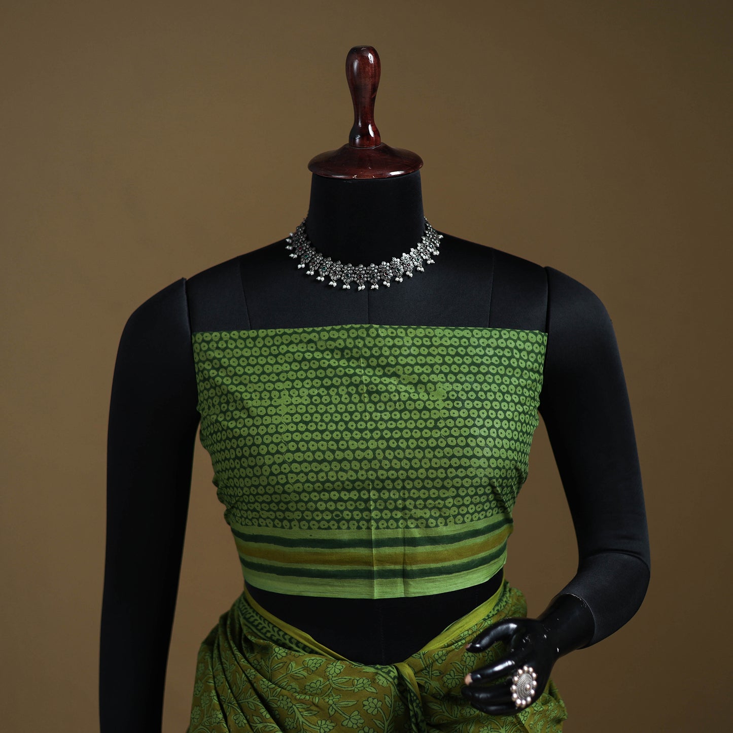 Green - Gamthi Hand Block Print Pure Mul Cotton Saree with Blouse Piece 47