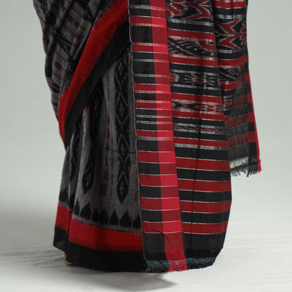 Grey - Sambalpuri Ikat Weave Handloom Cotton Saree 16