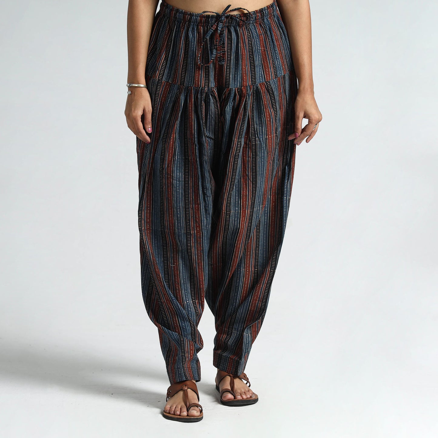 Buy Ajrakh Block Printed Cotton Elasticated Salwar 07 Online at iTokri.com