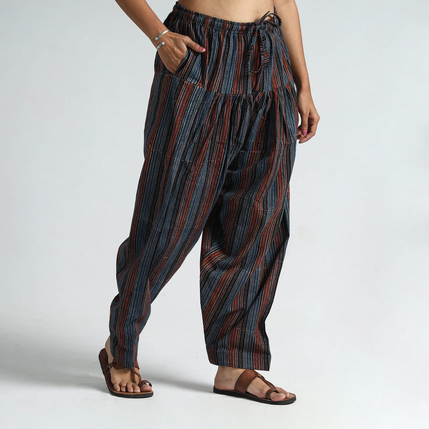 Buy Ajrakh Block Printed Cotton Elasticated Salwar 07 Online at iTokri.com