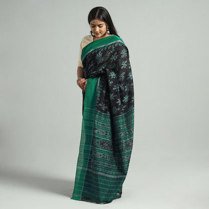 Black - Sambalpuri Ikat Weave Handloom Cotton Saree 23