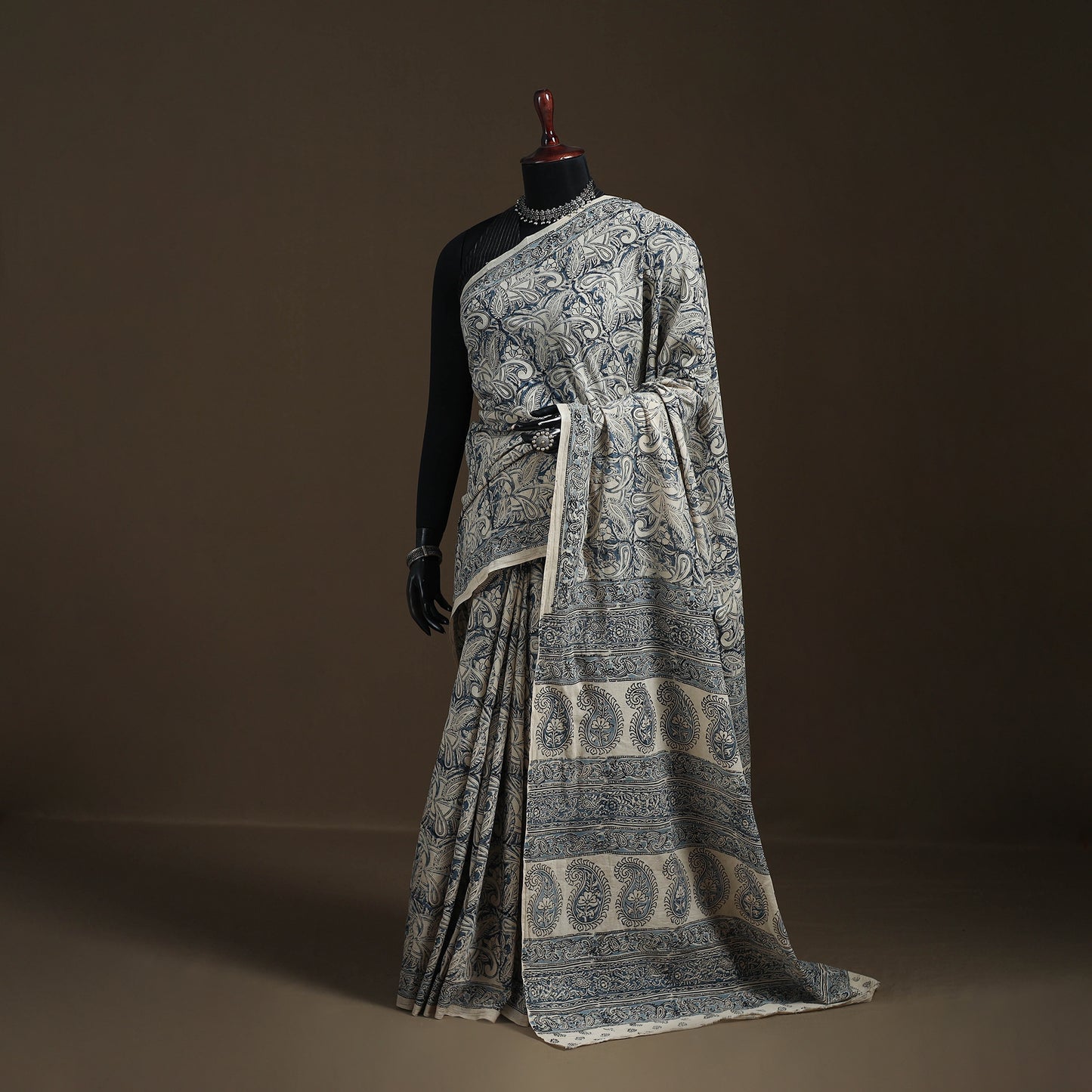 Pedana Hand Block Print Natural Dyed Cotton Kalamkari Saree 28