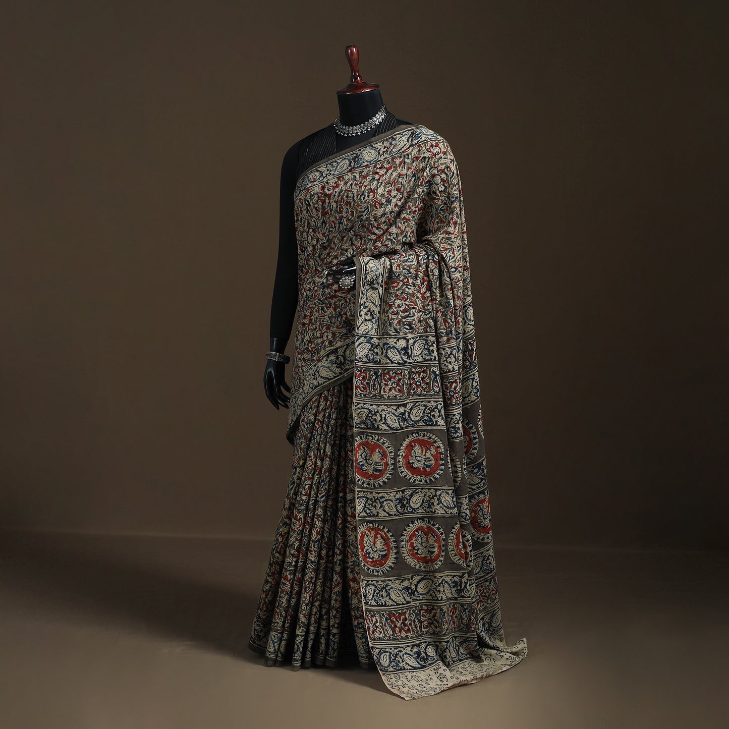 Pedana Hand Block Print Natural Dyed Cotton Kalamkari Saree 31