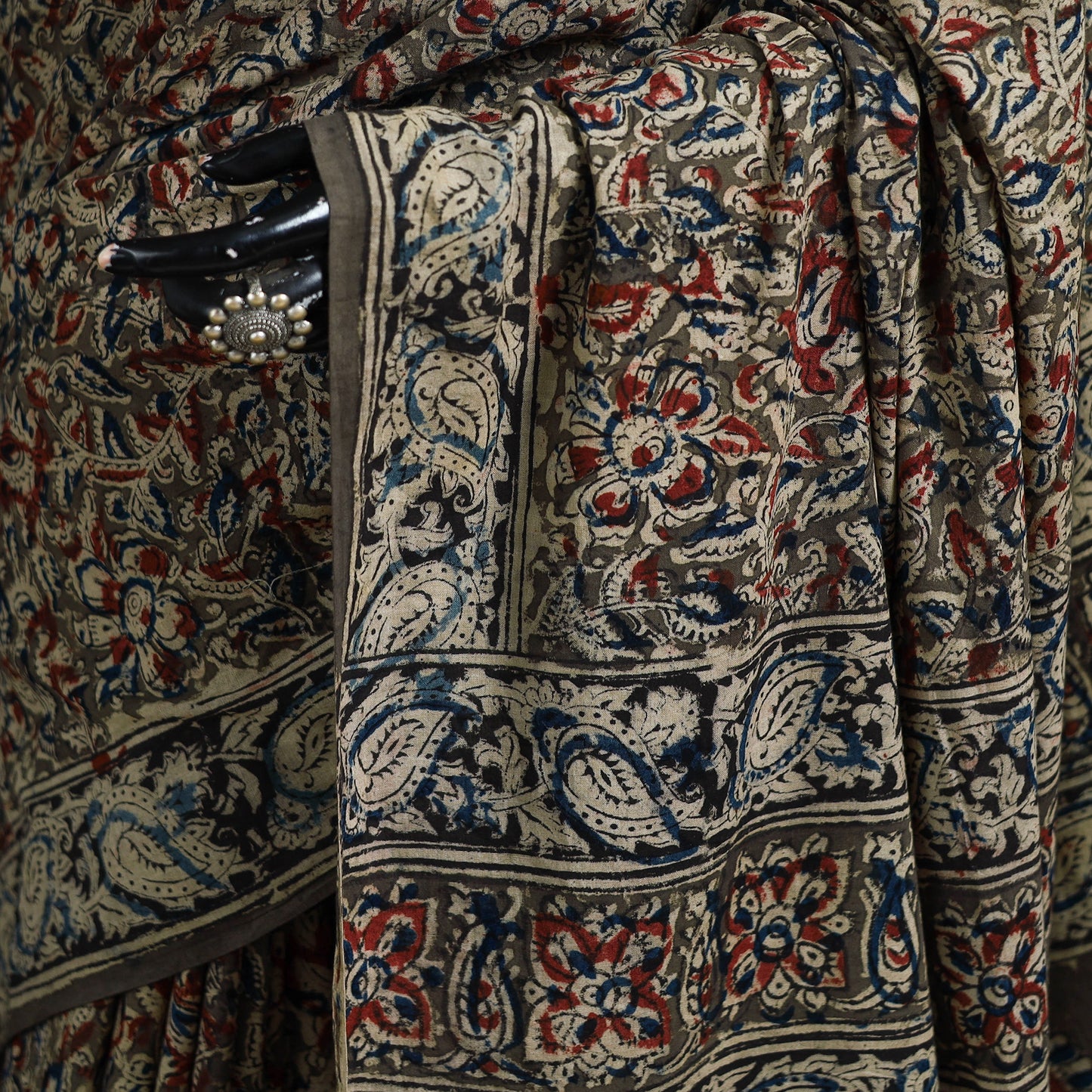 Pedana Hand Block Print Natural Dyed Cotton Kalamkari Saree 31