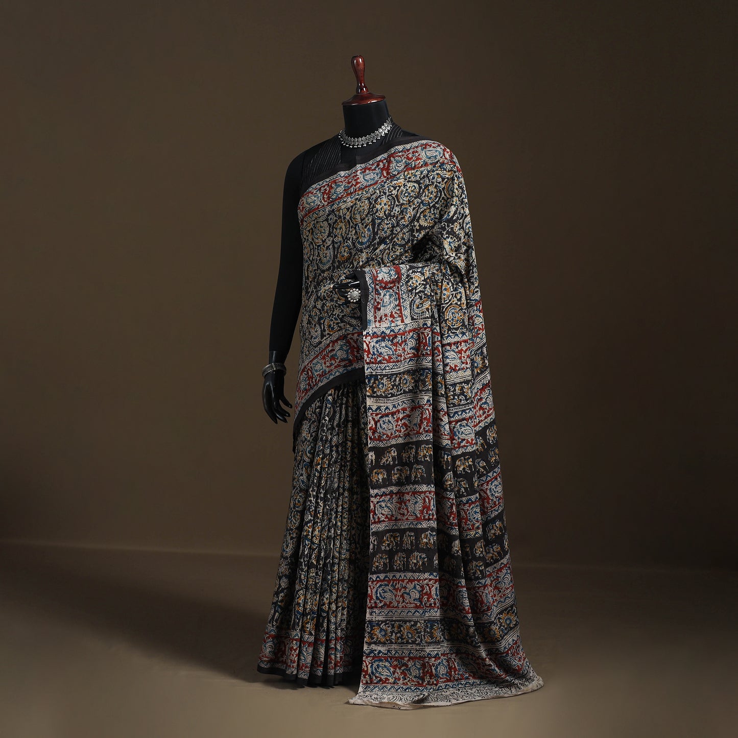 Pedana Hand Block Print Natural Dyed Cotton Kalamkari Saree 32
