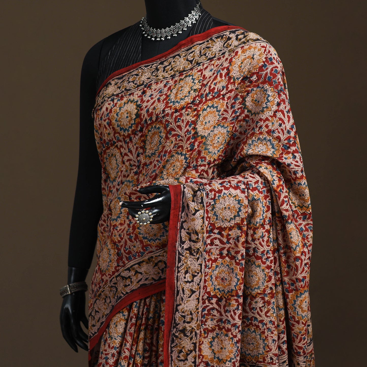Pedana Hand Block Print Natural Dyed Cotton Kalamkari Saree 69