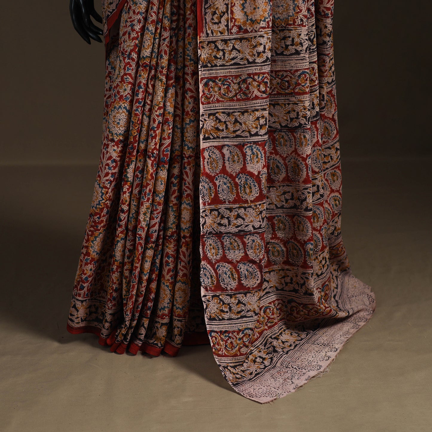 Pedana Hand Block Print Natural Dyed Cotton Kalamkari Saree 69