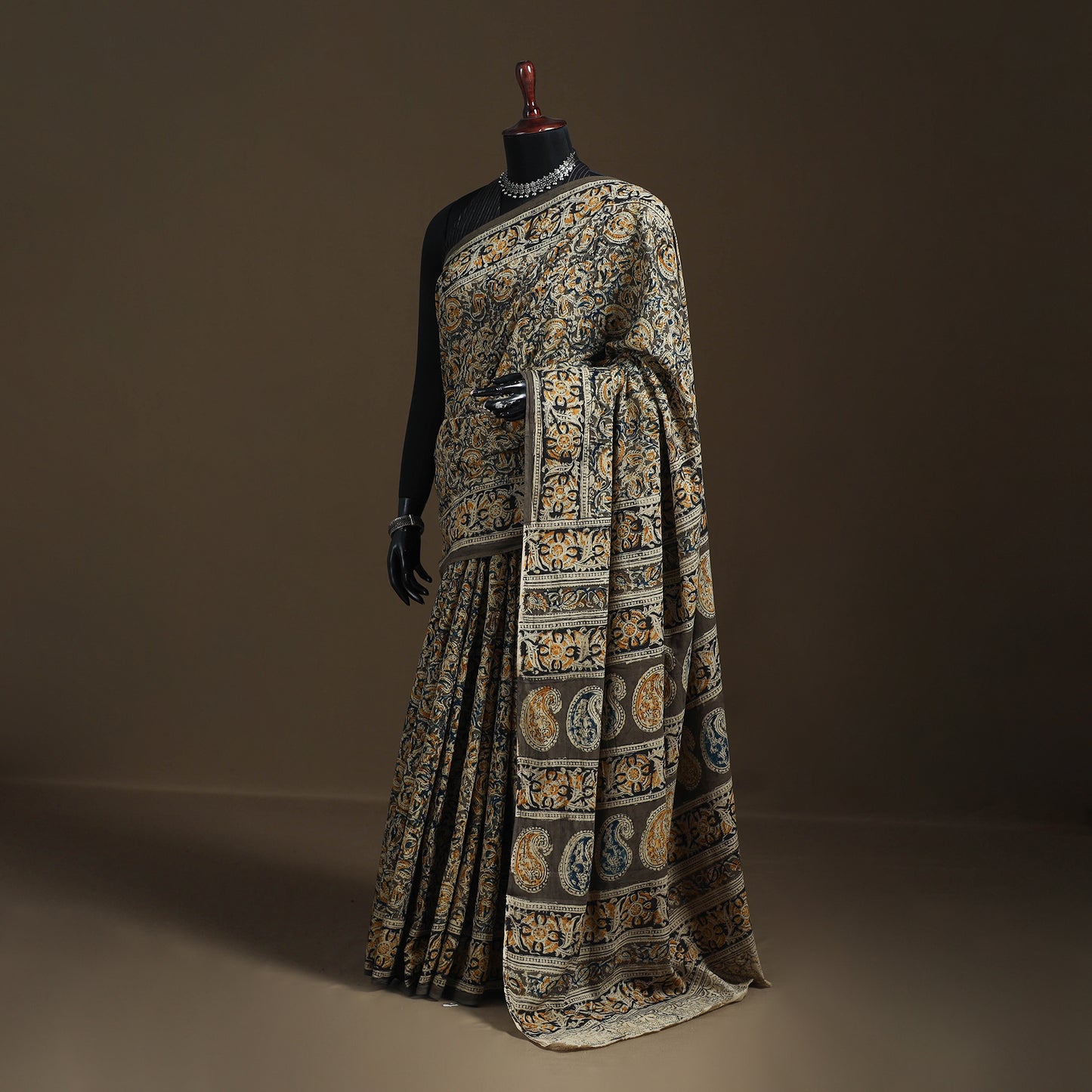 Pedana Hand Block Print Natural Dyed Cotton Kalamkari Saree 34