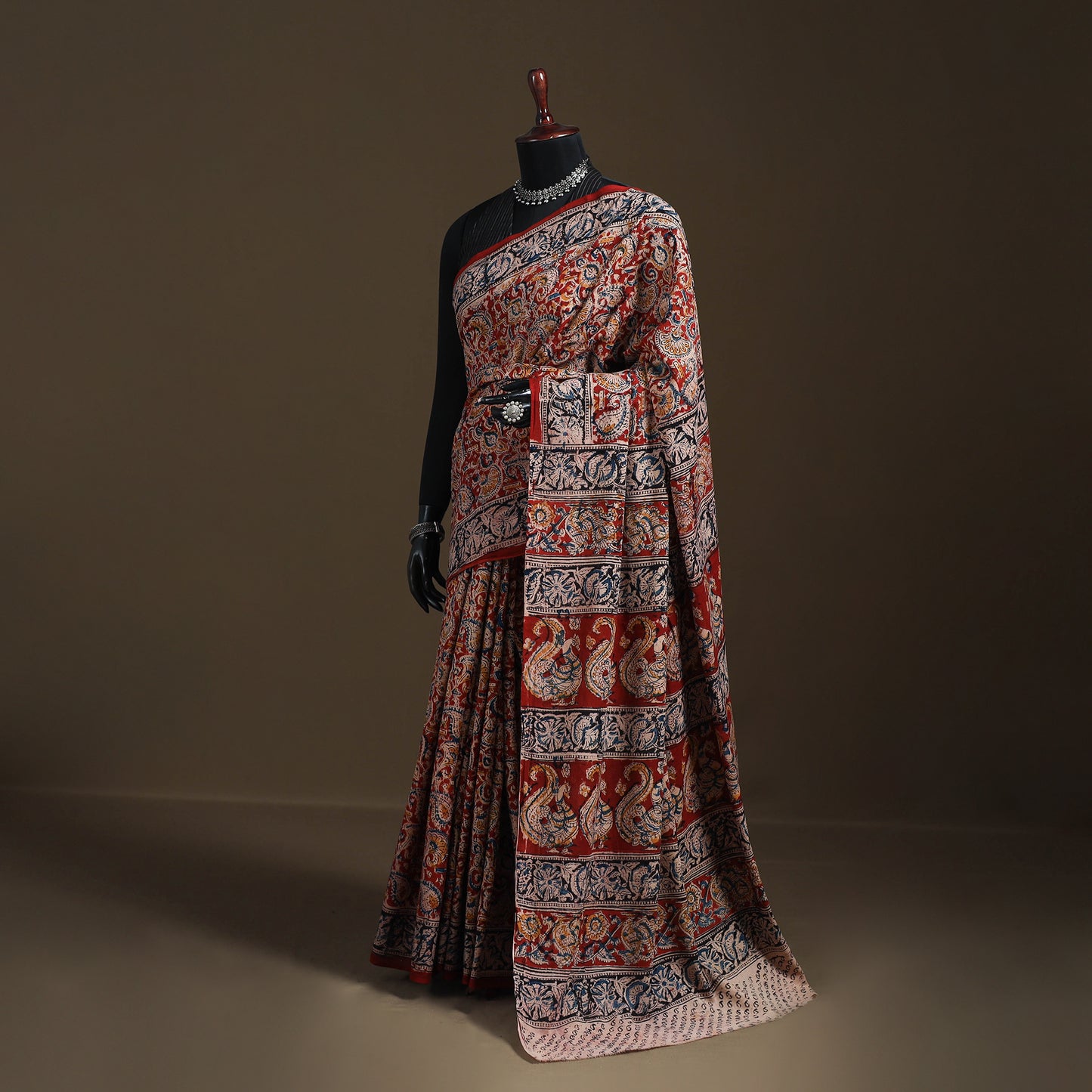 Pedana Hand Block Print Natural Dyed Cotton Kalamkari Saree 35