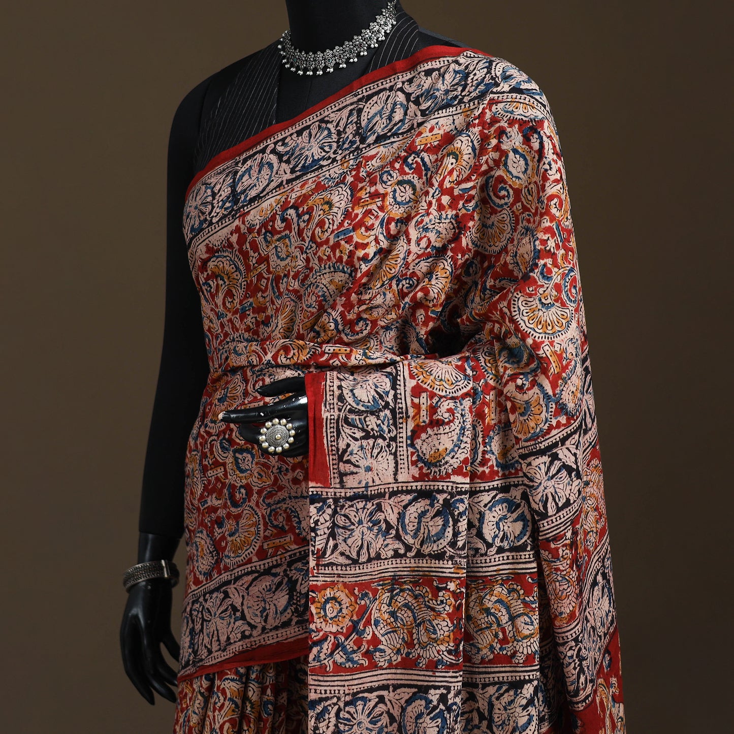 Pedana Hand Block Print Natural Dyed Cotton Kalamkari Saree 35