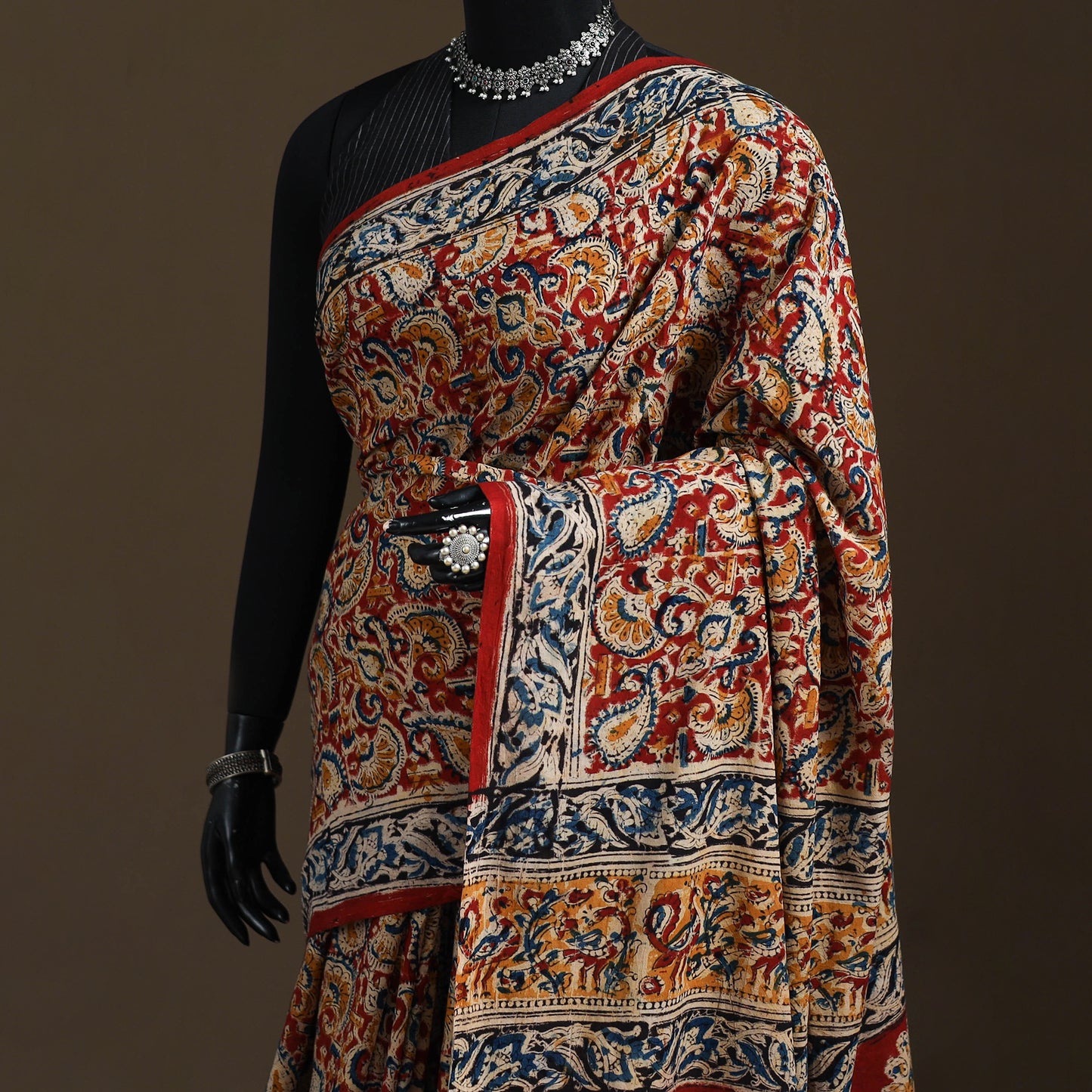 Pedana Hand Block Print Natural Dyed Cotton Kalamkari Saree 36