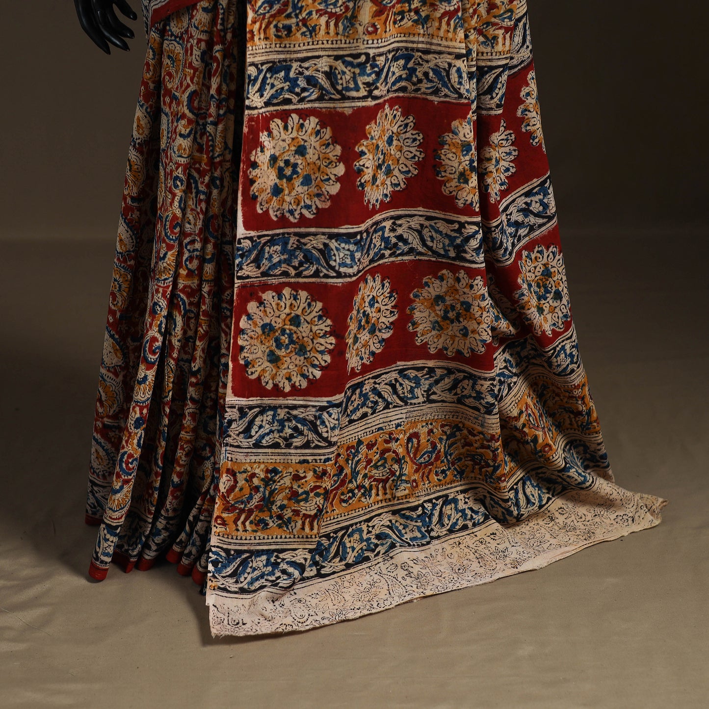 Pedana Hand Block Print Natural Dyed Cotton Kalamkari Saree 36