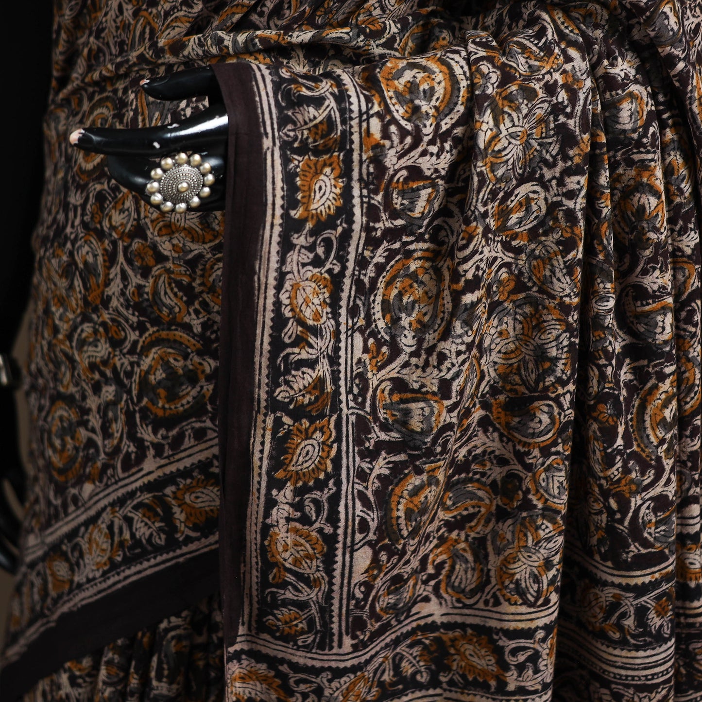 Pedana Hand Block Print Natural Dyed Cotton Kalamkari Saree 37