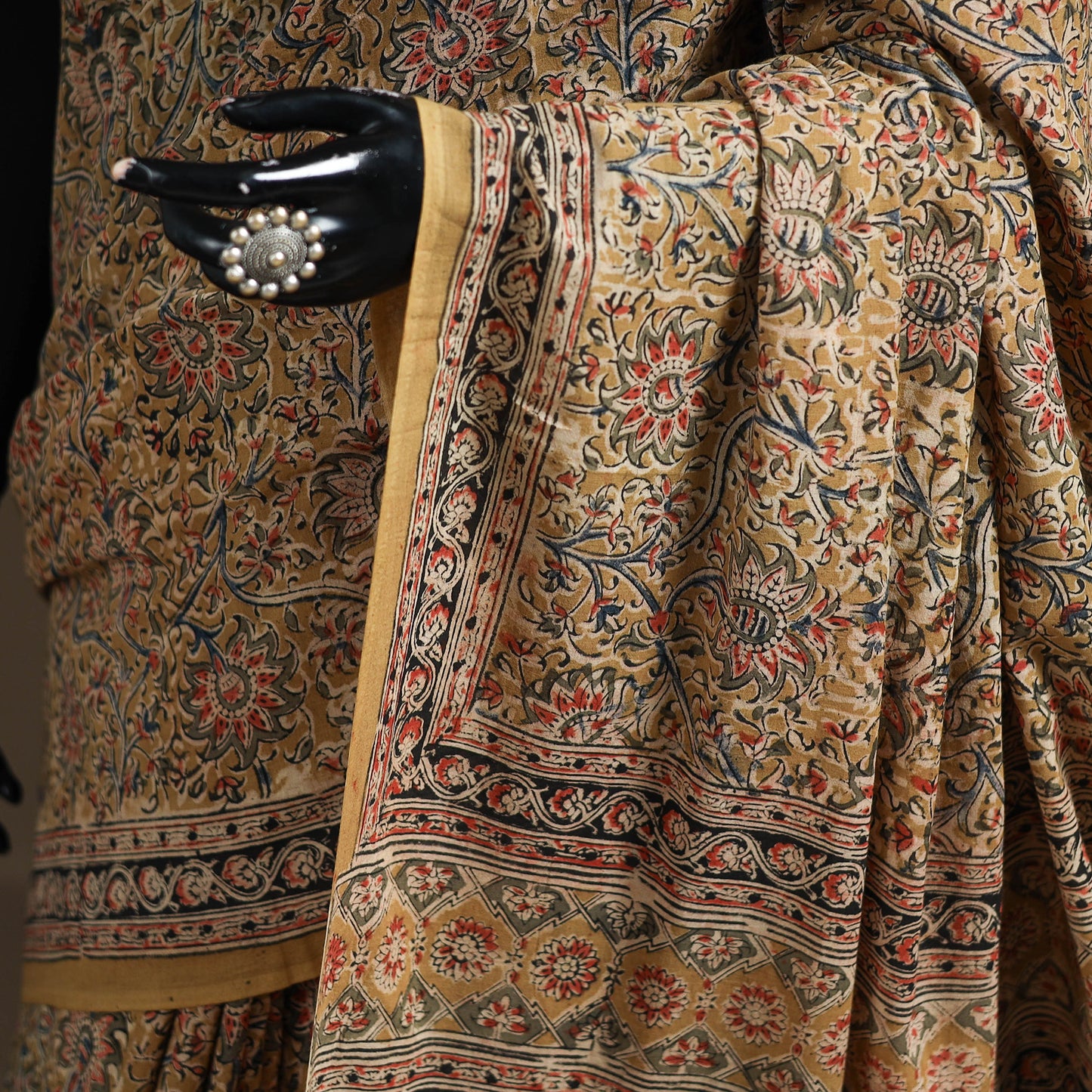 Pedana Hand Block Print Natural Dyed Cotton Kalamkari Saree 39