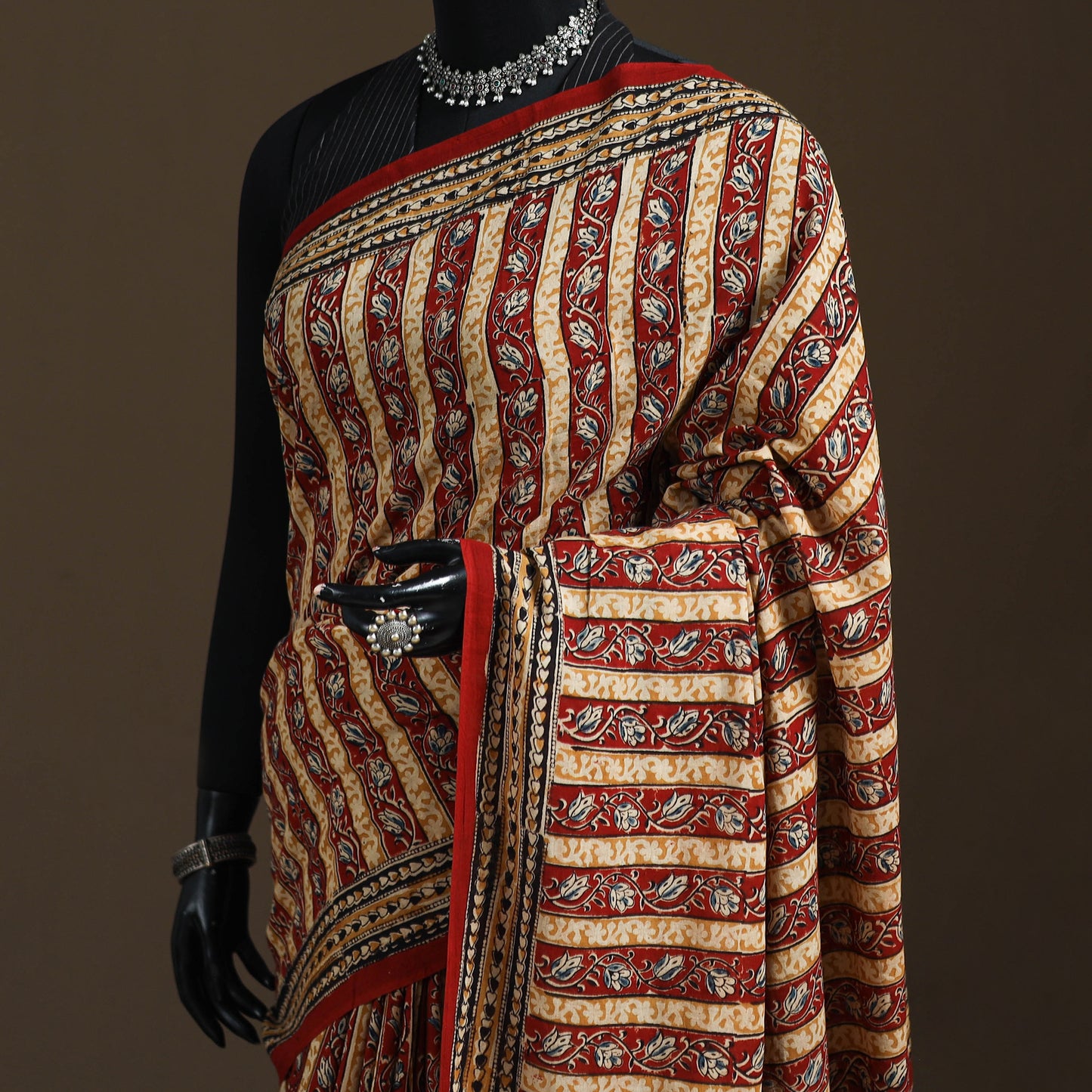Pedana Hand Block Print Natural Dyed Cotton Kalamkari Saree 41