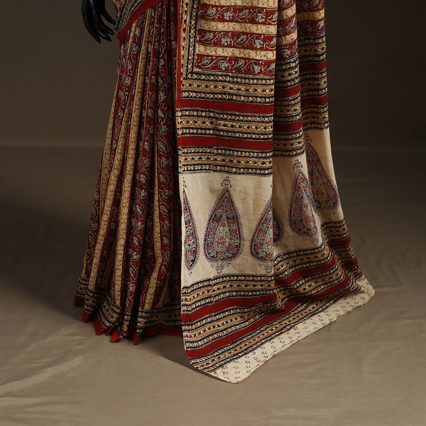 Pedana Hand Block Print Natural Dyed Cotton Kalamkari Saree 41