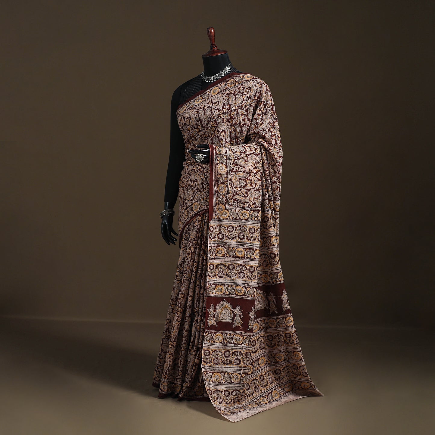 Pedana Hand Block Print Natural Dyed Cotton Kalamkari Saree 42