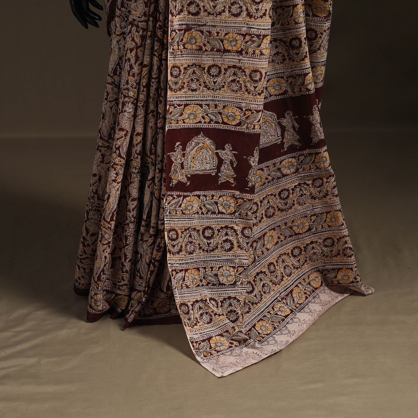 Pedana Hand Block Print Natural Dyed Cotton Kalamkari Saree 42