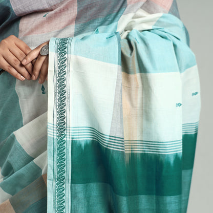 Multicolor - Mangalagiri Handloom Cotton Buti Saree with Thread Border 02