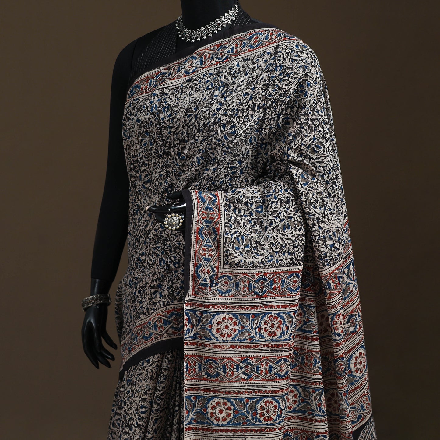 Pedana Hand Block Print Natural Dyed Cotton Kalamkari Saree 44