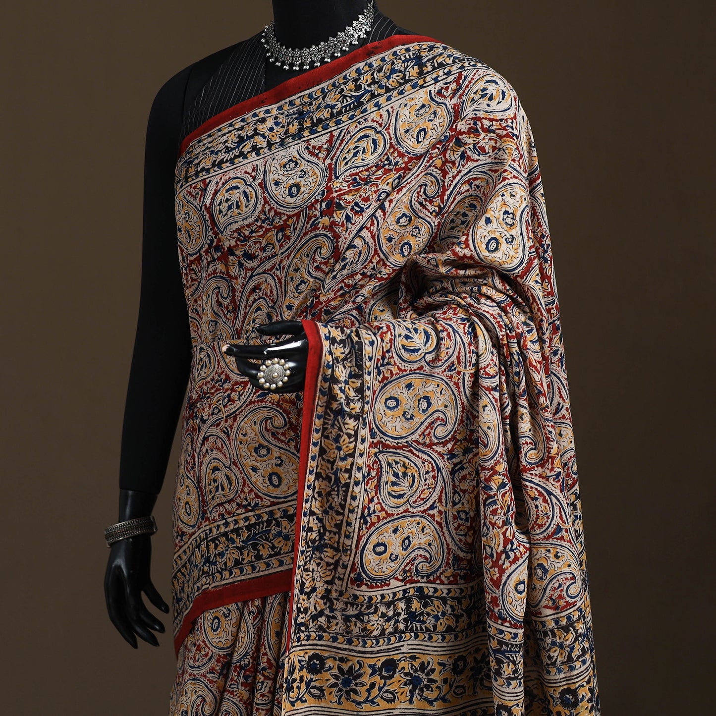 Pedana Hand Block Print Natural Dyed Cotton Kalamkari Saree 48